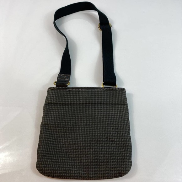 Tommy Hilfiger Womens Crossbody Bag Gray Brown Houndstooth Pocket Logo - Picture 4 of 5